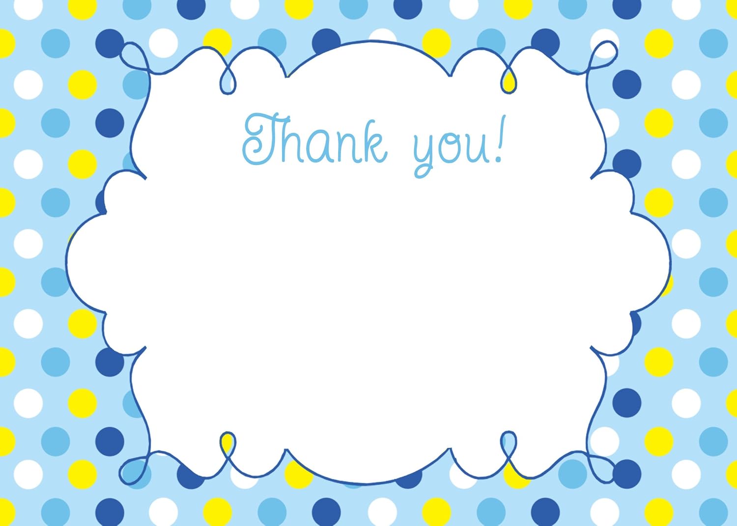 30 Blank Thank You Cards Notes Blue Yellow Baby Shower Birtdhay + 30 White Envelopes
