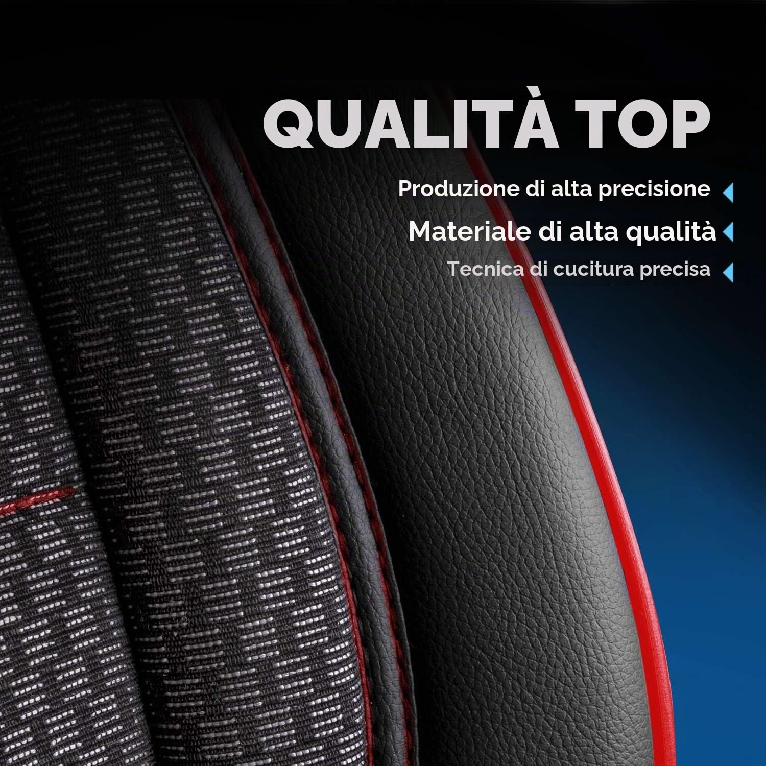 Coprisedili universali per auto e SUV - Coprisedili anteriori premium per auto realizzati in tessuto intrecciato, Nero/Rosso, Coprisedile compatibile con airbag, Coprisedile per auto