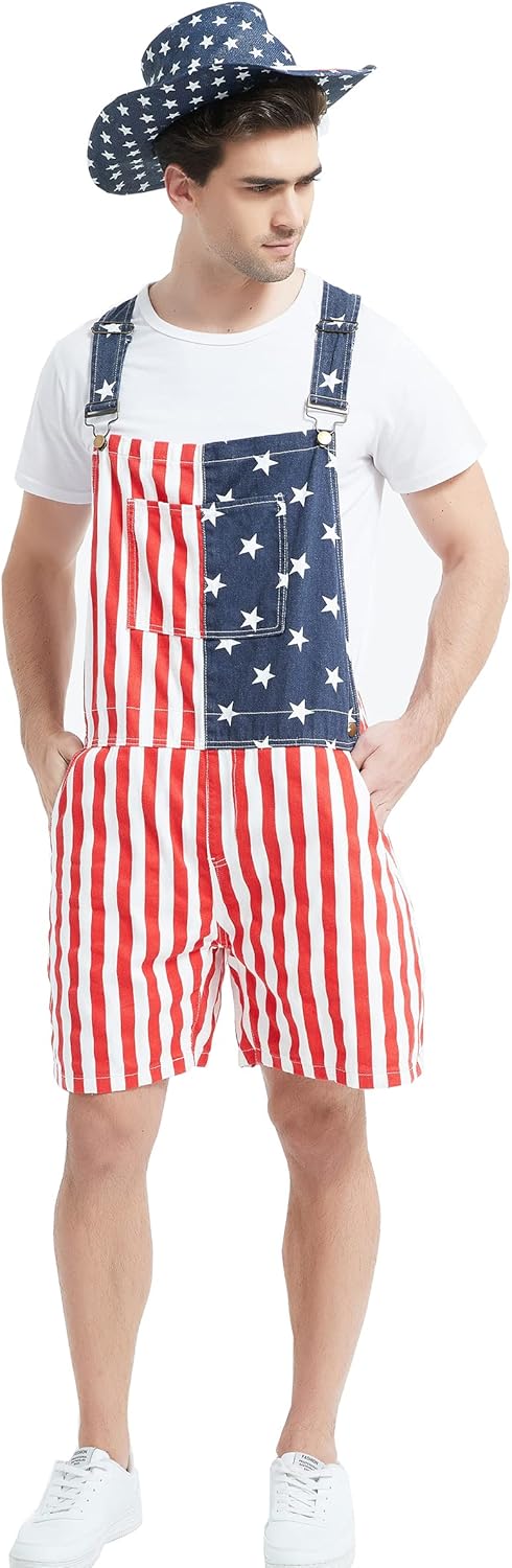 Bib Overalls for Men Shorts Romper Festival Jumpsuits Fashion Coveralls - Image 4