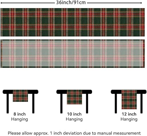 Miniatura 5 de Softalker Christmas Checkered Tartan Table Runner - Green Buffalo Plaid Xmas Stain Resistant Washable Table Decoration for DiningPartiesHoliday