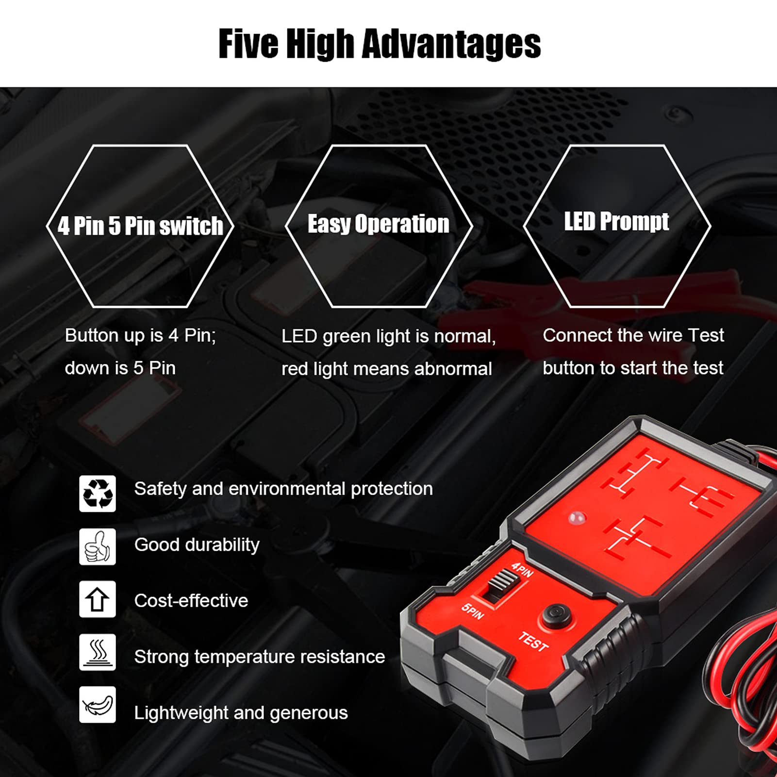 Yctze Tester Corrente Auto Con Retroilluminazione LCD E Torcia – Misura 0,01-19,99A, ±2% – Per Fusibili Lama E Circuiti 12V/24V