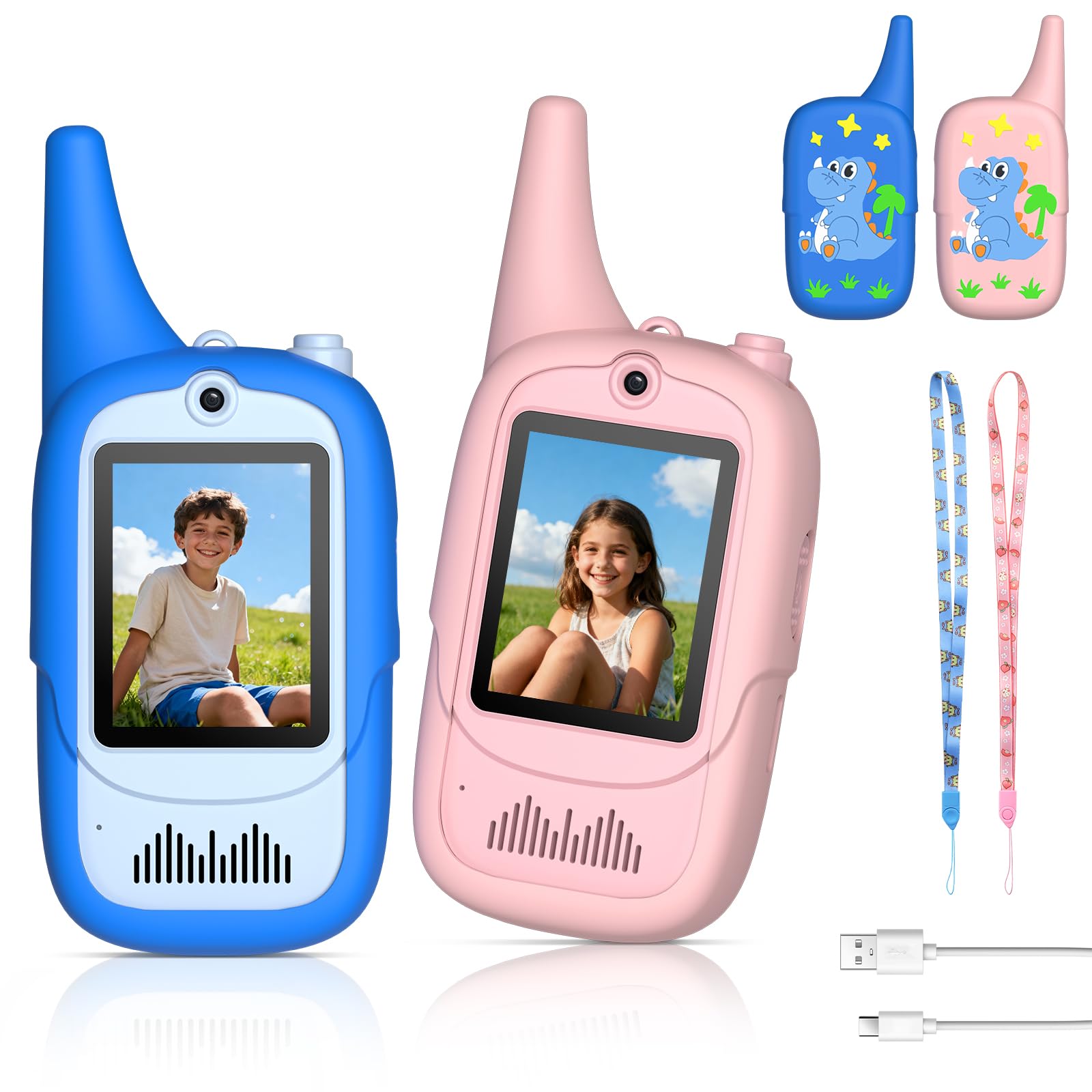 FUNYKICH Walkie Talkie de Video para Niños 3-12 Años(Paquete de 2), Walkie Talkies Recargable con 6 Efectos de Voz, Largo Alcance 350M, Regalo Ideal Cumpleaños, Hogar,Exterior,Patio,Senderismo — view 8