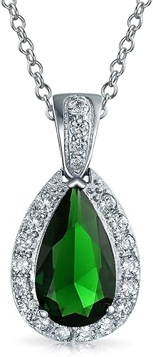 Joyería clásica nupcial con forma de pera grande de 24 x 15 pulgadas, halo de lágrima solitaria AAA, 15 quilates de circonita cúbica, collar con