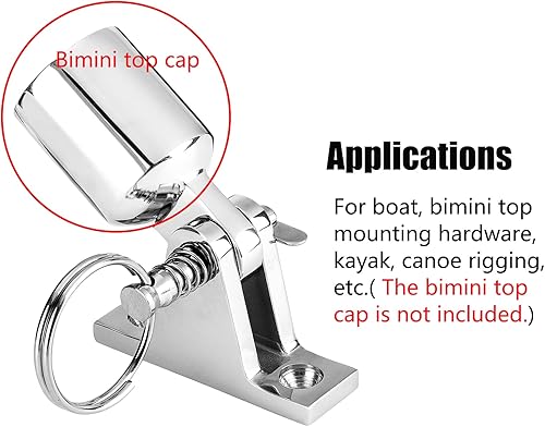 Miniatura 5 de Bisagra de cubierta superior Bimini con pasador de liberación rápida, accesorios de montaje superior Bimini Bisagra de cubierta de 90°, acero