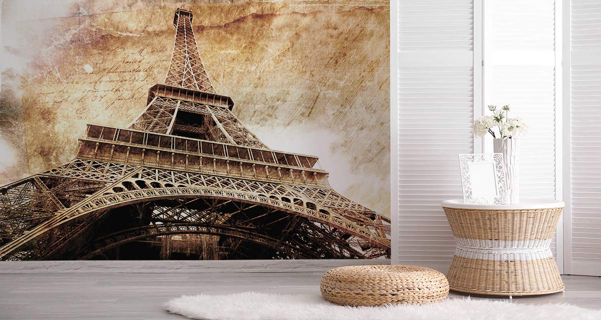 Muralo Paris Eiffelturm 493867660 - Papel Pintado Fotográfico (Fieltro), Diseño De La Torre Eiffel, Vellón, Hö. 120 X BR. 180 Cm- 2 Bahnen