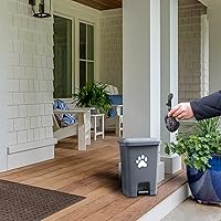 Vista 4 de Cubo de basura para excrementos de perro al aire libre, estación de residuos de perros con tapa, pedal manos libres, contenedor de basura