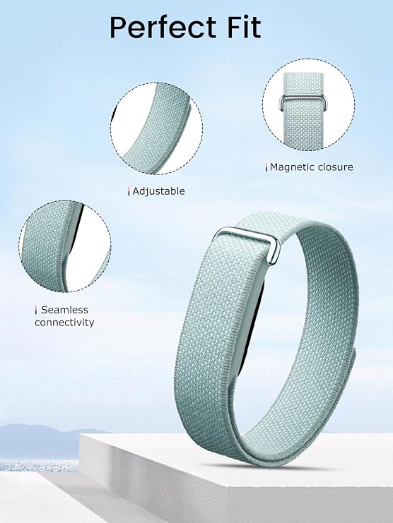 Nylon Band for Google Fitbit Air,Hook and Loop Strap Replacement,Breathable Sport Loop,Adjustable Woven Wristband for Fitbit Air Screenless Fitness Tracker,Non-Original,Grey