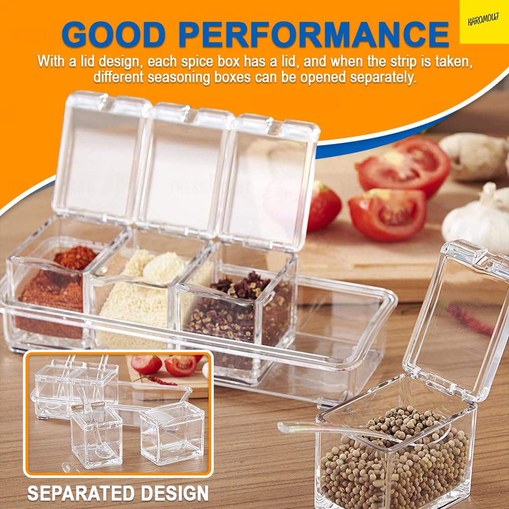 Karomouj Acrylic Spice Jars - 4-Grid Masala Dabba -4