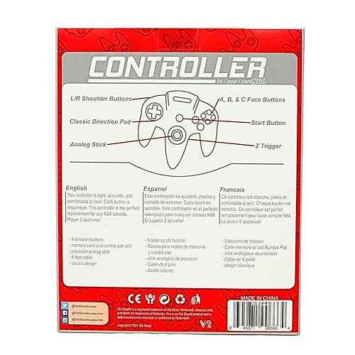 Miniatura 6 de Old Skool Joystick de mando clásico con cable compatible con Nintendo 64 N64 Game System - Turquesa