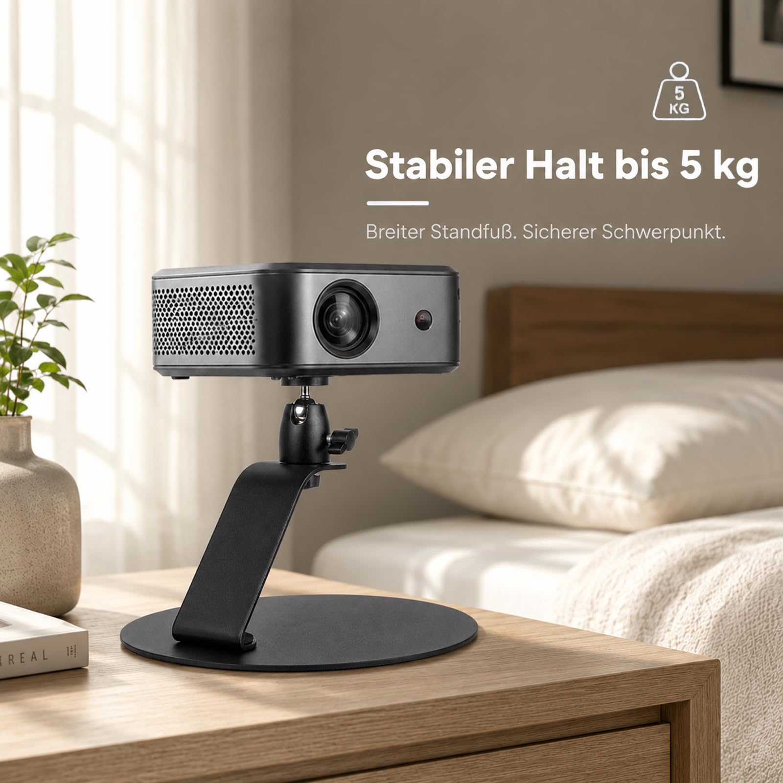 Desktop Projektorständer, Beamer Ständer 360° Drehbar Tisch Beamer Ständer mit 1/4-Zoll-Schraubschnittstelle Projektor Halterung für Mini-Projektoren Kamera Monitor (B)