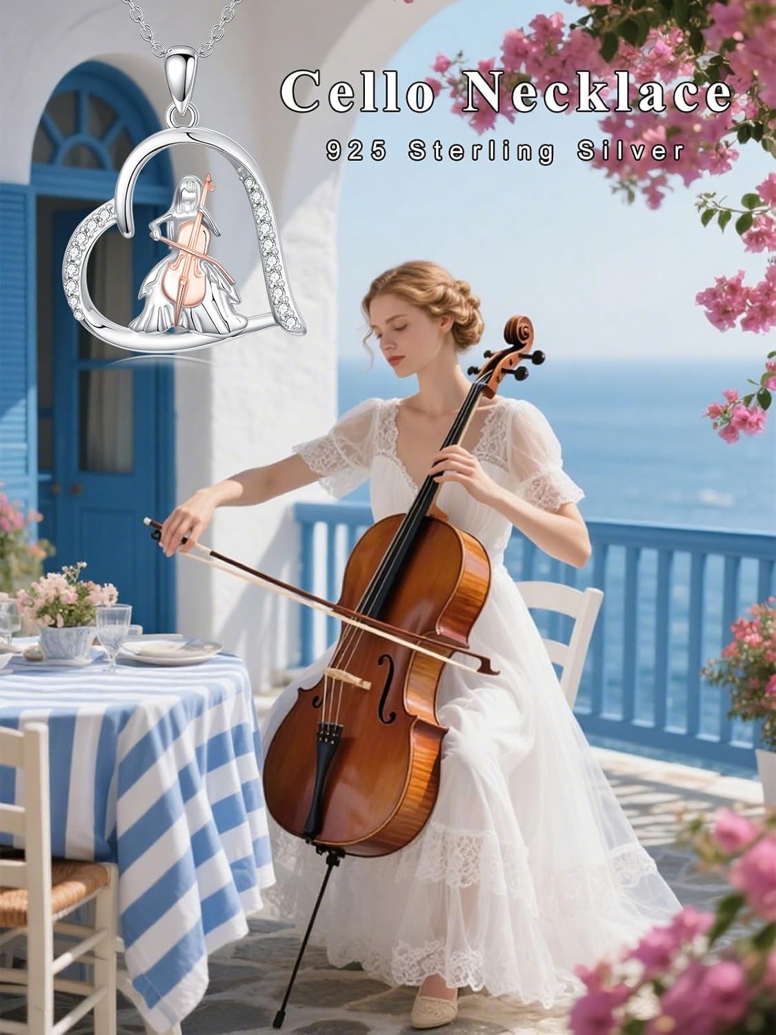 Violin/Cello/Piano/Harp/Ballet Necklace for Women 925 Sterling Silver Women Music Art Pendant Necklaces Musical Gift for Daughter/Friends - Image 5