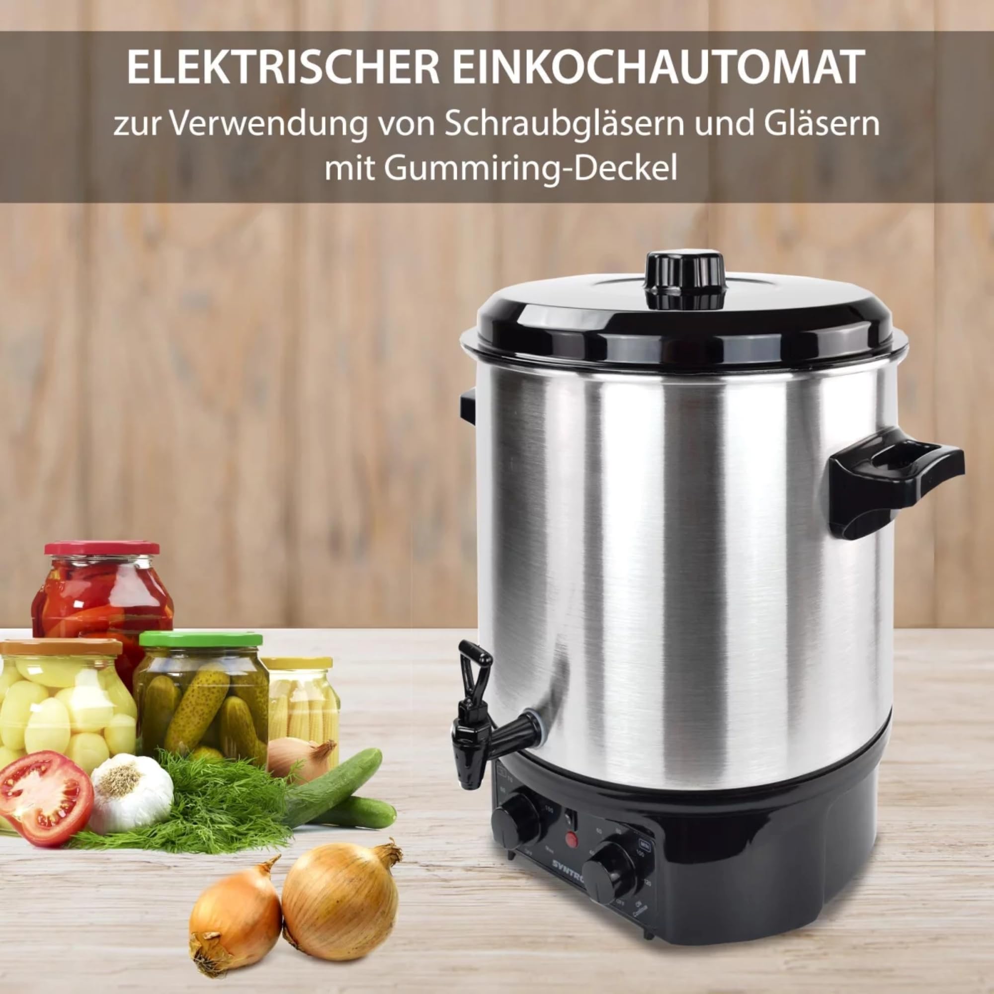 Syntrox Germany Einkochautomat Glühweinkocher 27 Liter Edelstahl 2000 Watt