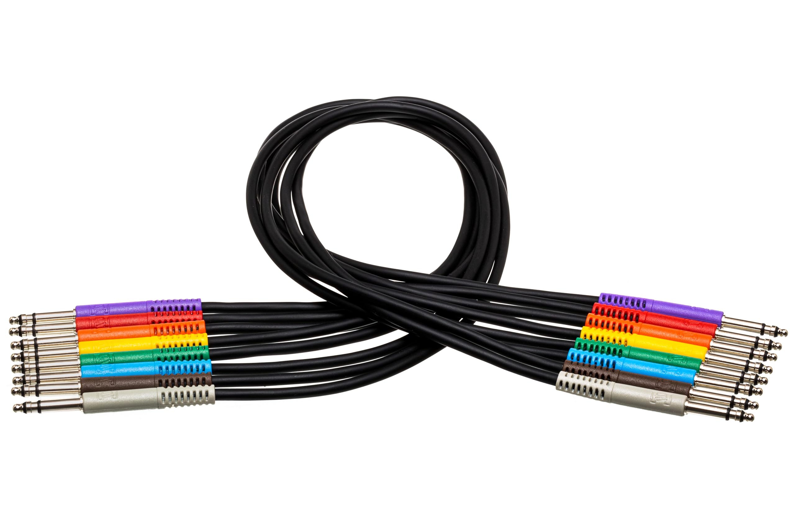 Hosa TTS-830 1ft Patch Cables BANTAM PLUGS Balanced TT TRS to Same Leads 8pcs