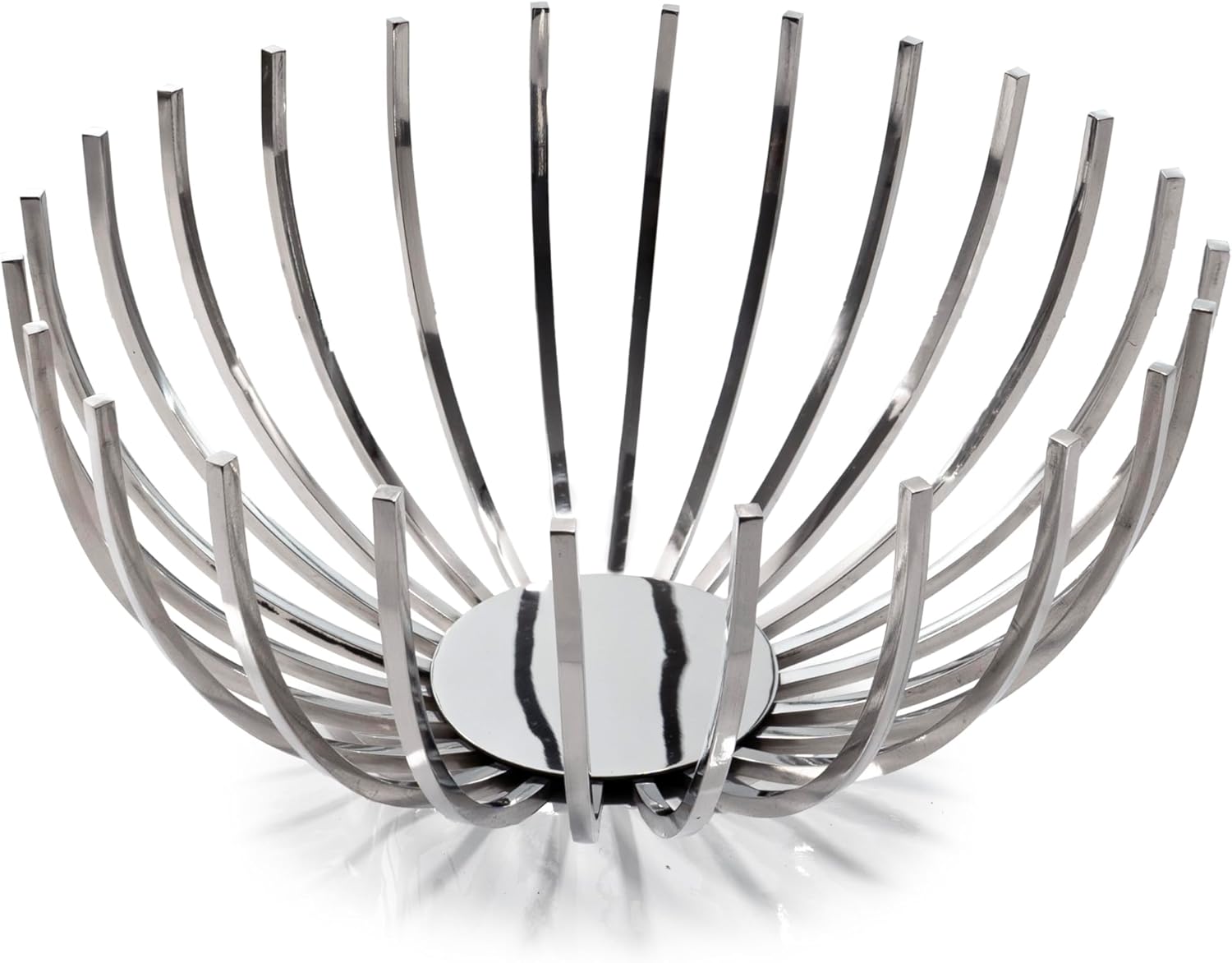 Modern Day Accents 3537 Barras Stainless Open Bowl, Silver Decorative Bowl holds Decorative Spheres and Balls, Fruit Bowl, Table Centerpiece Decor, Home Decor, Kitchen Counter Decor, 13.25" L x 6" H