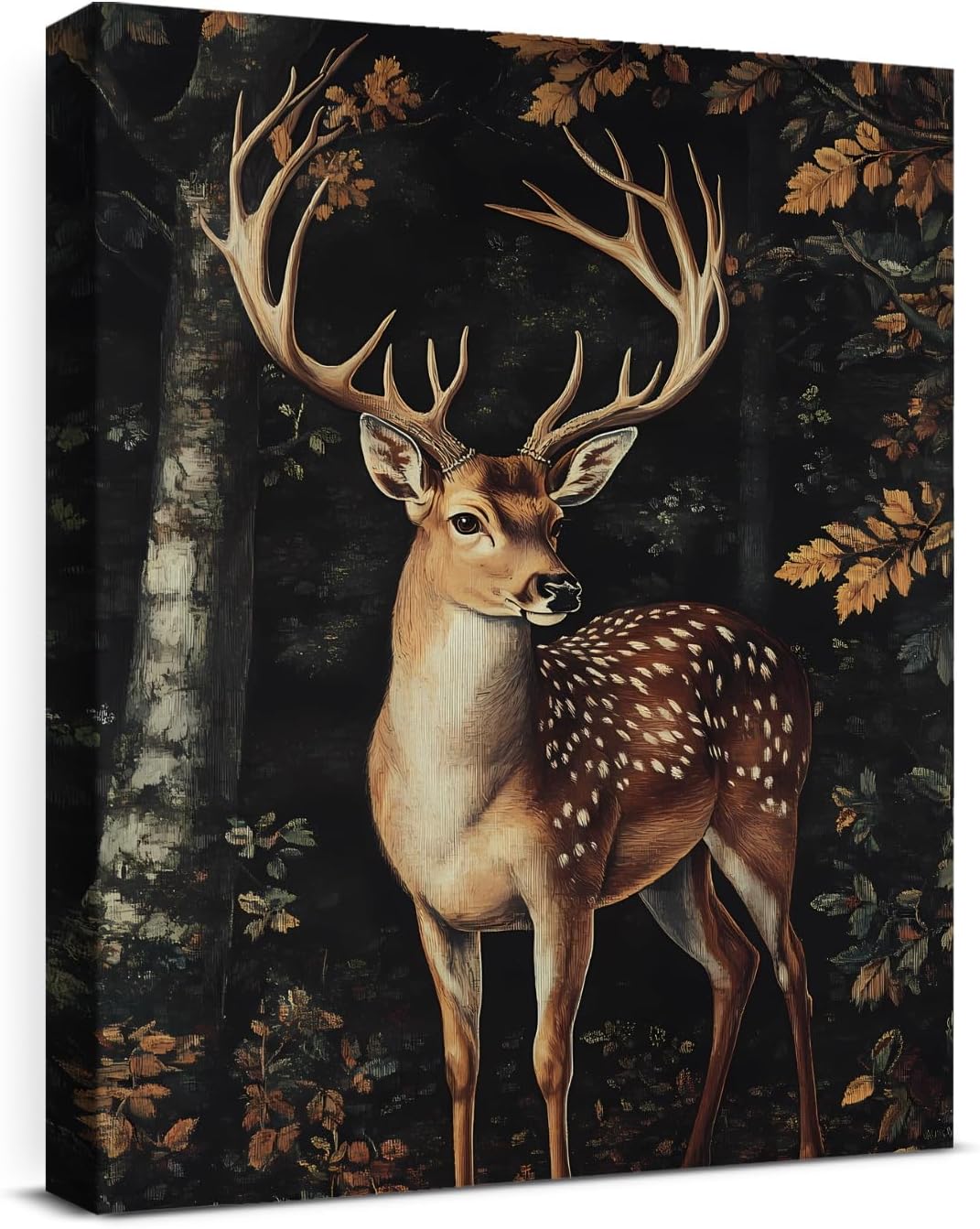 Aesthetic Deer Rustic Wall Art Decor Cottagecore Deer Picture Canvas Print Poster Dark Academia Framed Painting Wall Decoration for Home Farmhouse Living Room Bedroom Decor 8x10 Inch