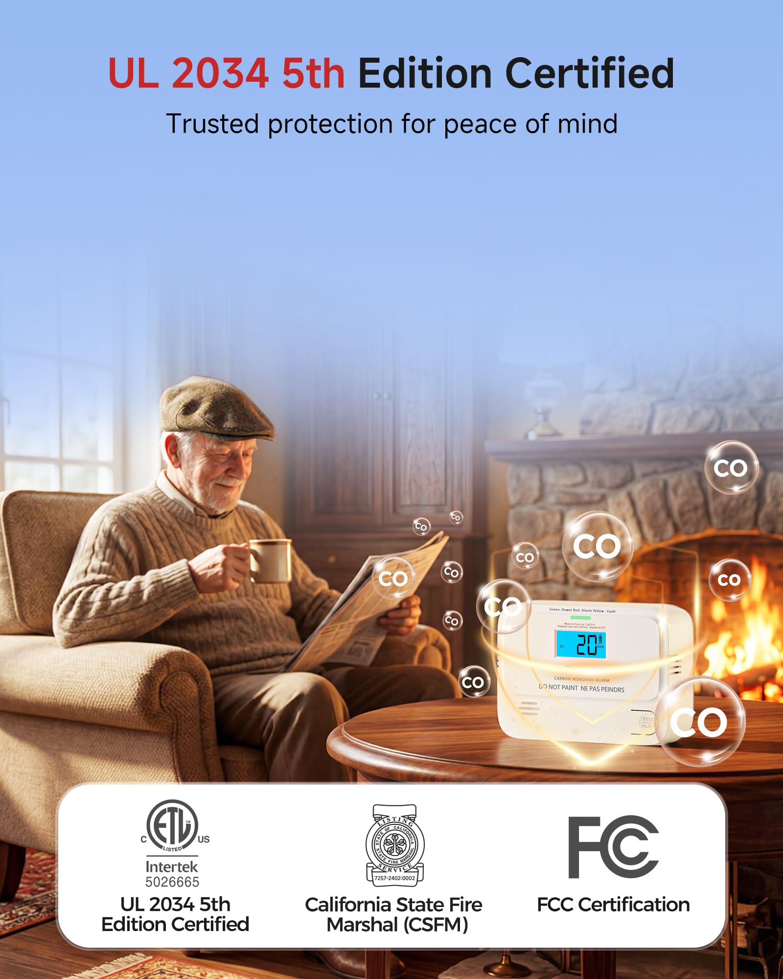 Heiman 3-Pack CO Detectors - Digital Display -3