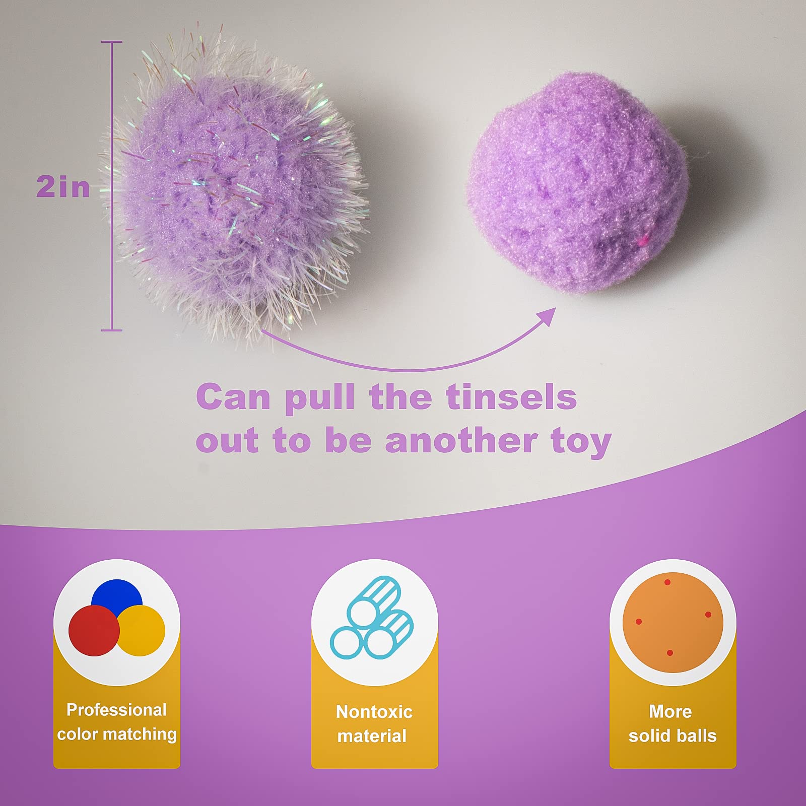 Bolas De Gato Com Glitter - 30 Unidades Azul 5.8cm