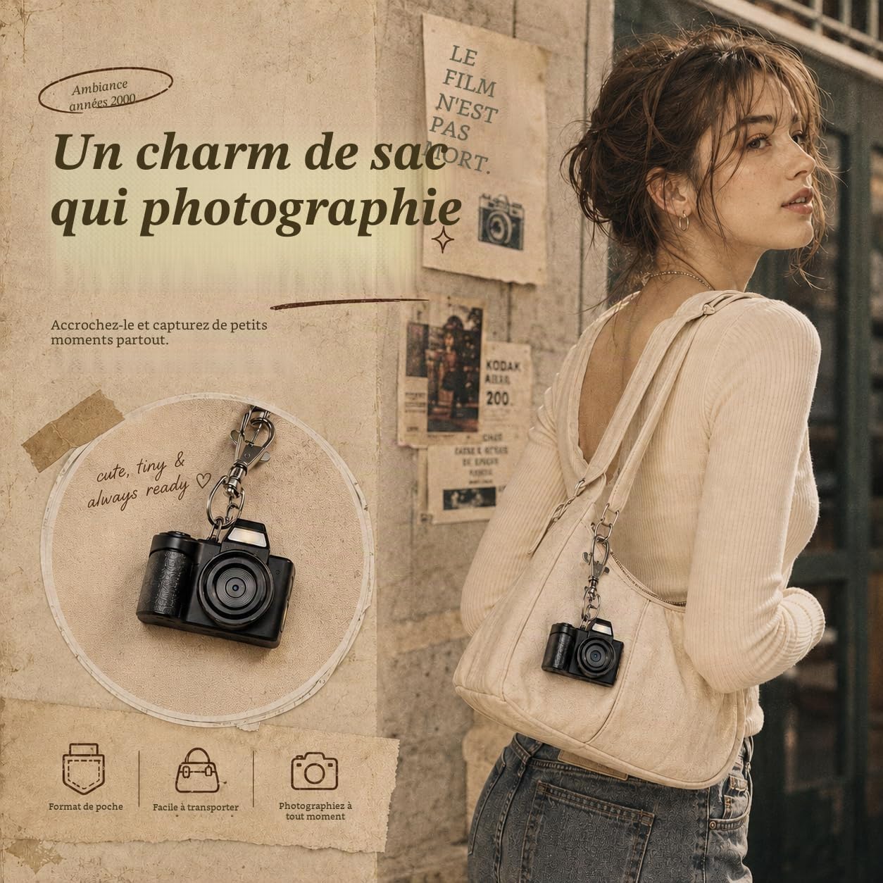 Appareil Photo Numérique - Maxmango 1080P Mini Appareil Photo Portable 64 Go, 1,3" Porte-Clés Caméscope de Poche pour Les Voyages et Le Divertissement, Cadeaux pour Débutants