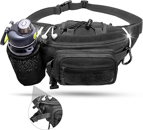 HCM Riñonera de senderismo con soporte para botella de agua, riñonera para hombres y mujeres, senderismo, ciclismo, escalada, pesca, paseo de