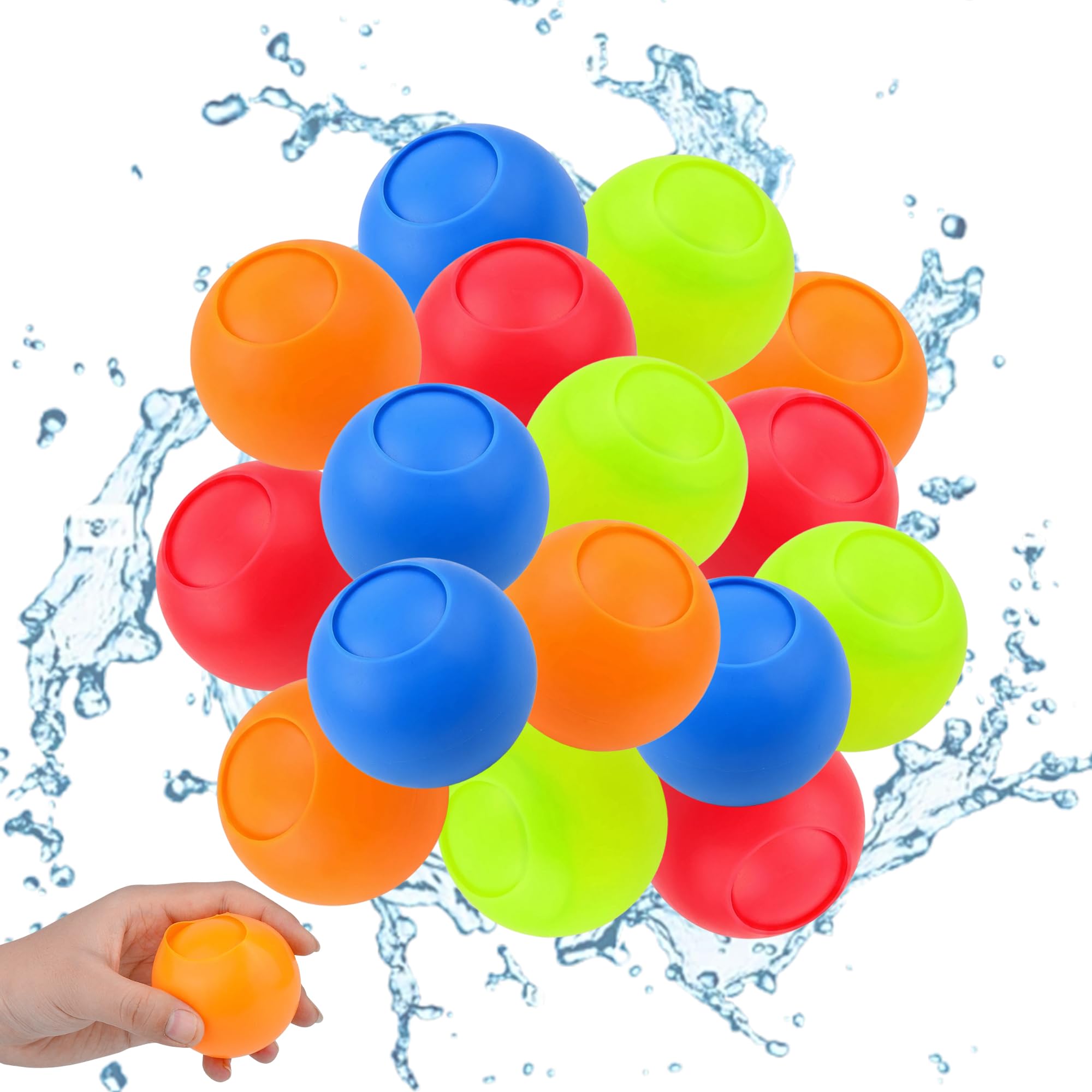 Reusable Water Balloons 12PCS, 2026 Self-Sealing Water Bombs, Quick Fill Silicone Refillable Water Balls for Kids & Adults, Summer Outdoor Water Toys for Pool, Beach, Garden, Family Party Games