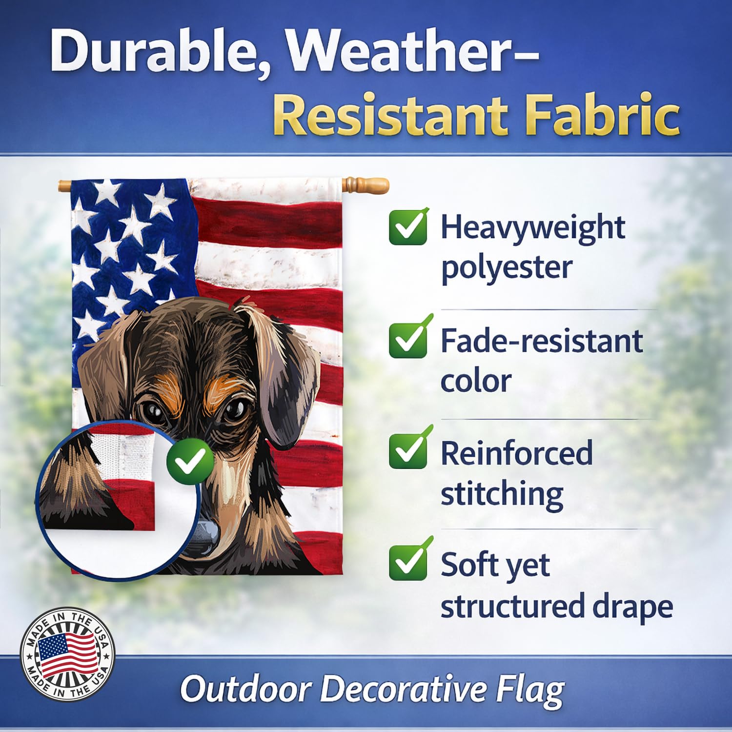 Caroline's Treasures CK6699CHF - Bandiera americana a forma di cane serbo, misura grande, multicolore