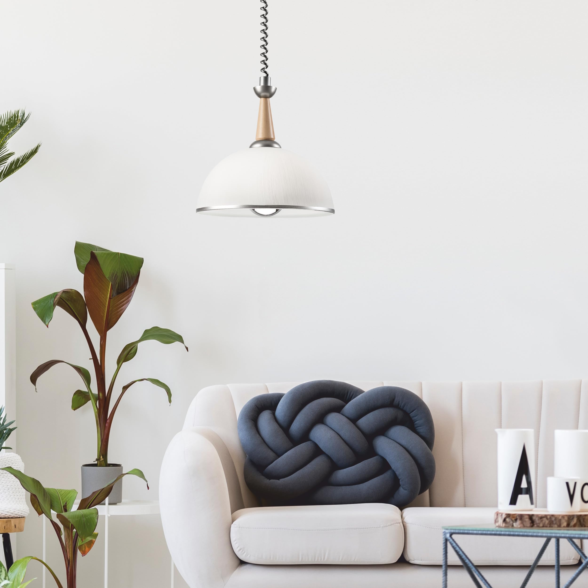 Lampa wisząca z regulacją wysokości CHIARA 1xE27/60W/230V srebrna buk