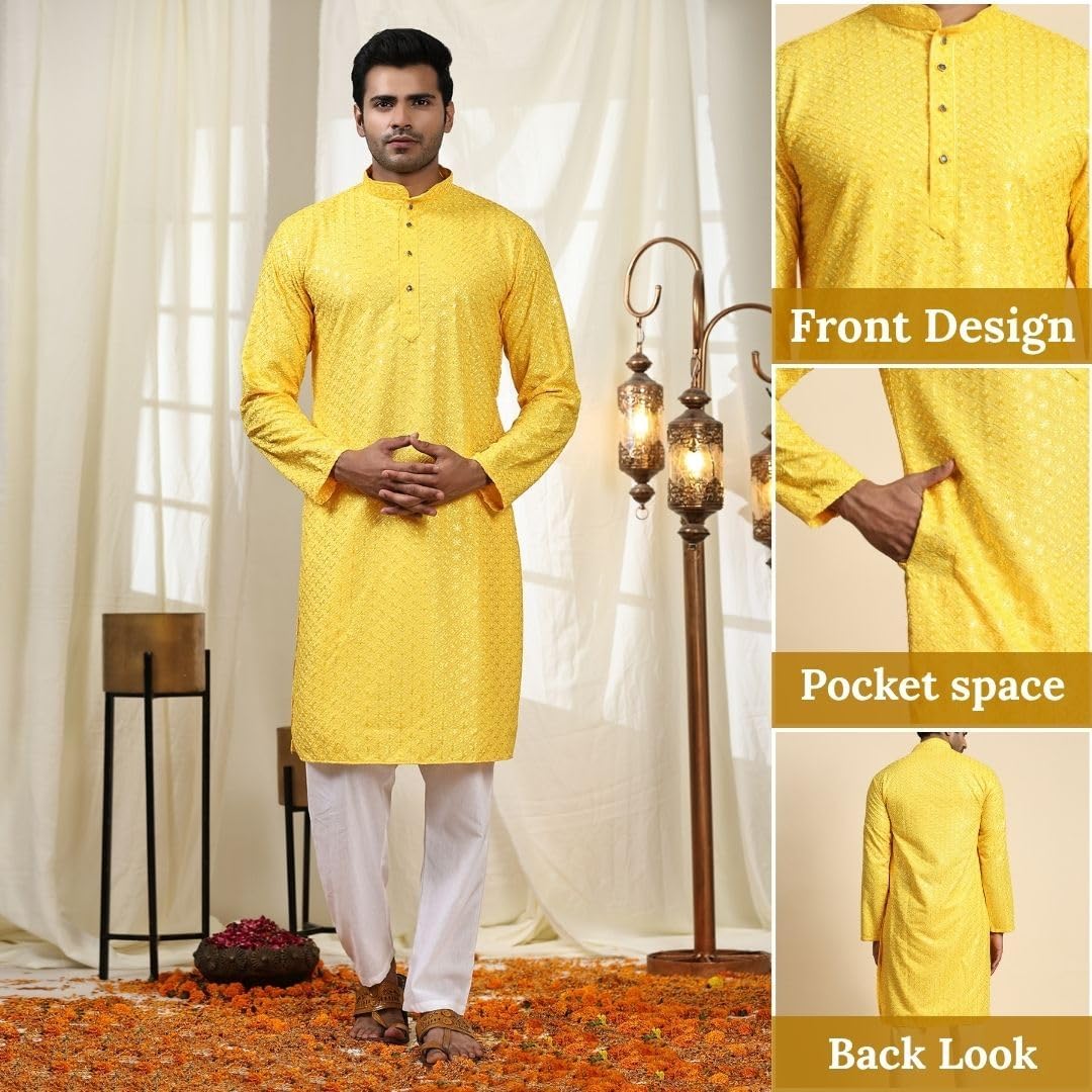 Pro-Ethic Style Developer Mens Indian Traditional Cotton Kurta Sets, Men Kurta Set Indian Wedding Dress (A-117)