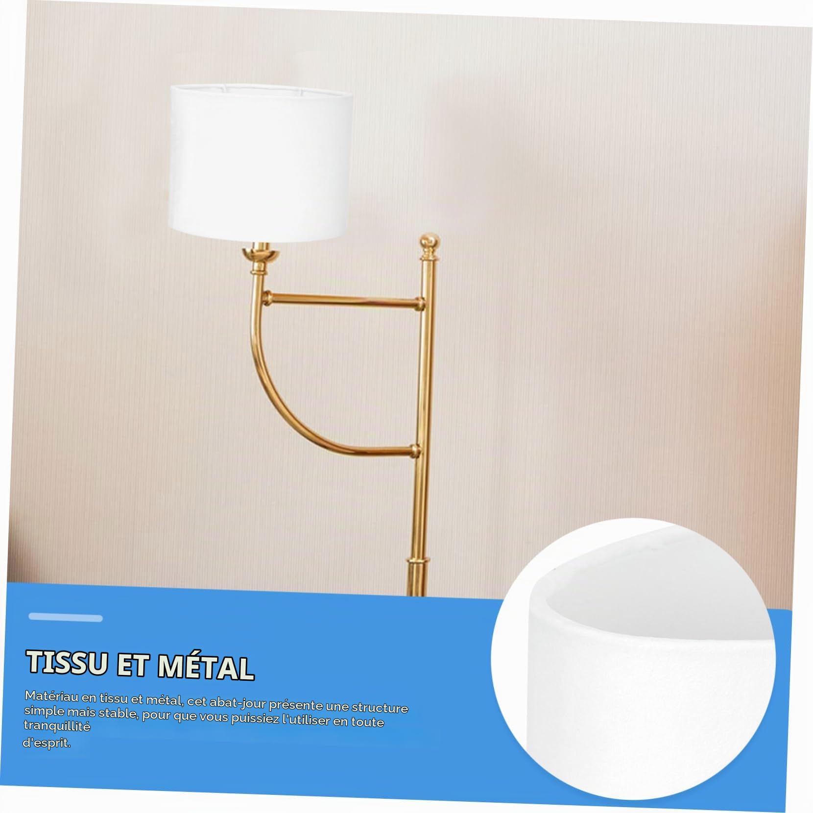 Housoutil Abat-Jour Ovale En Tissu Pour Lampe De Table Structure Métallique Stable Adoucit La Lumière Protège Les Yeux Installation Facile Pour Chambre Salon Bureau