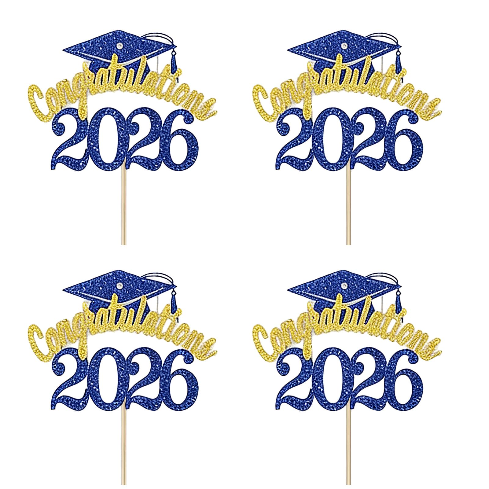 alloneslife Theme Cake Decorations Set of 4 Paper Inserts for 2026 Parties Graduation Themed Party Supplies Commencement Cake Decors