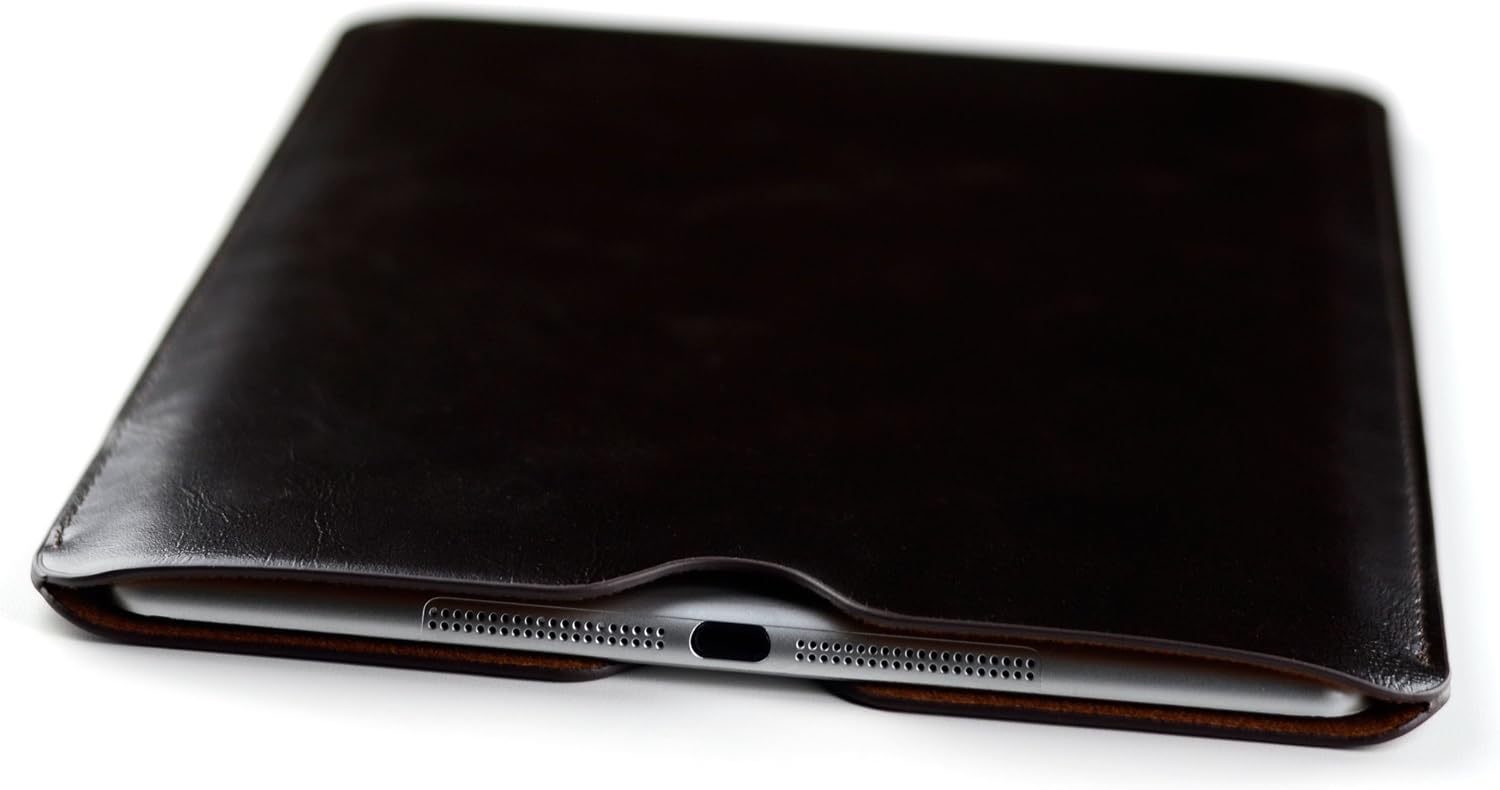 Dockem Executive Sleeve for iPad 9.7 (2017 and 2018), iPad Pro 9.7, iPad Air & iPad Air 2: Slim, Premium Synthetic Leather Tablet Case: Microfiber Lined, Simple, Protective Cover [Dark Brown]