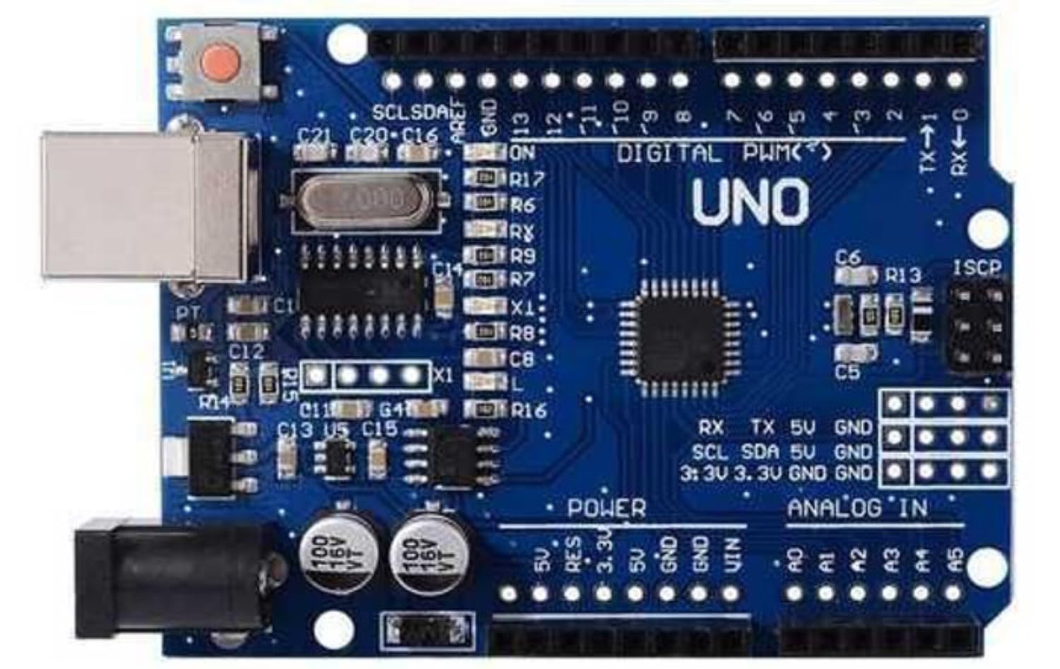 UNO R3 SMD Development Board ATMEGA328PB CH340G Compatible with Arduino IDE (Without USB Cable) – Prototyping Board for DIY Electronics-image-11