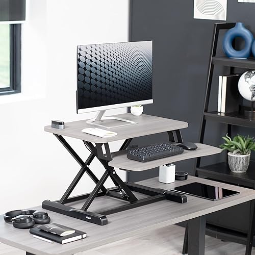 Miniatura 2 de VIVO DESK-V026KG Convertidor de escritorio de 26 pulgadas, serie K, elevador de altura ajustable, estación de trabajo para monitor dual y portátil,