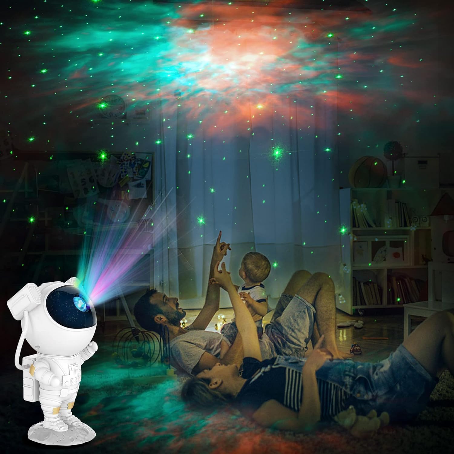 HOMOZE Stylish Room & Home Decorative Galaxy Theme Projector Lamp with 360° Adjustable | Trendy 360° Adjustable Head Stylish Astronaut Galaxy Projector Lamp with Remote Control & Power Supply Cable