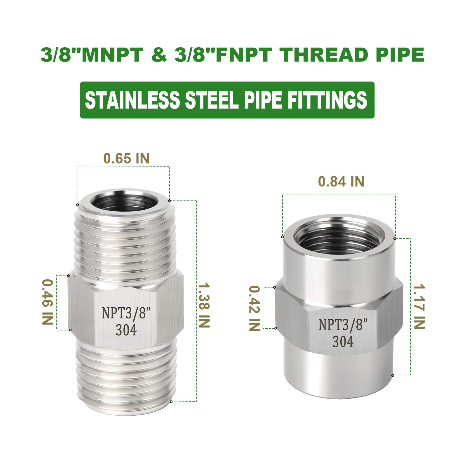 TAISHER 2PCS 304 Stainless Steel Pipe Fittings, 3/4" NPT - View #9