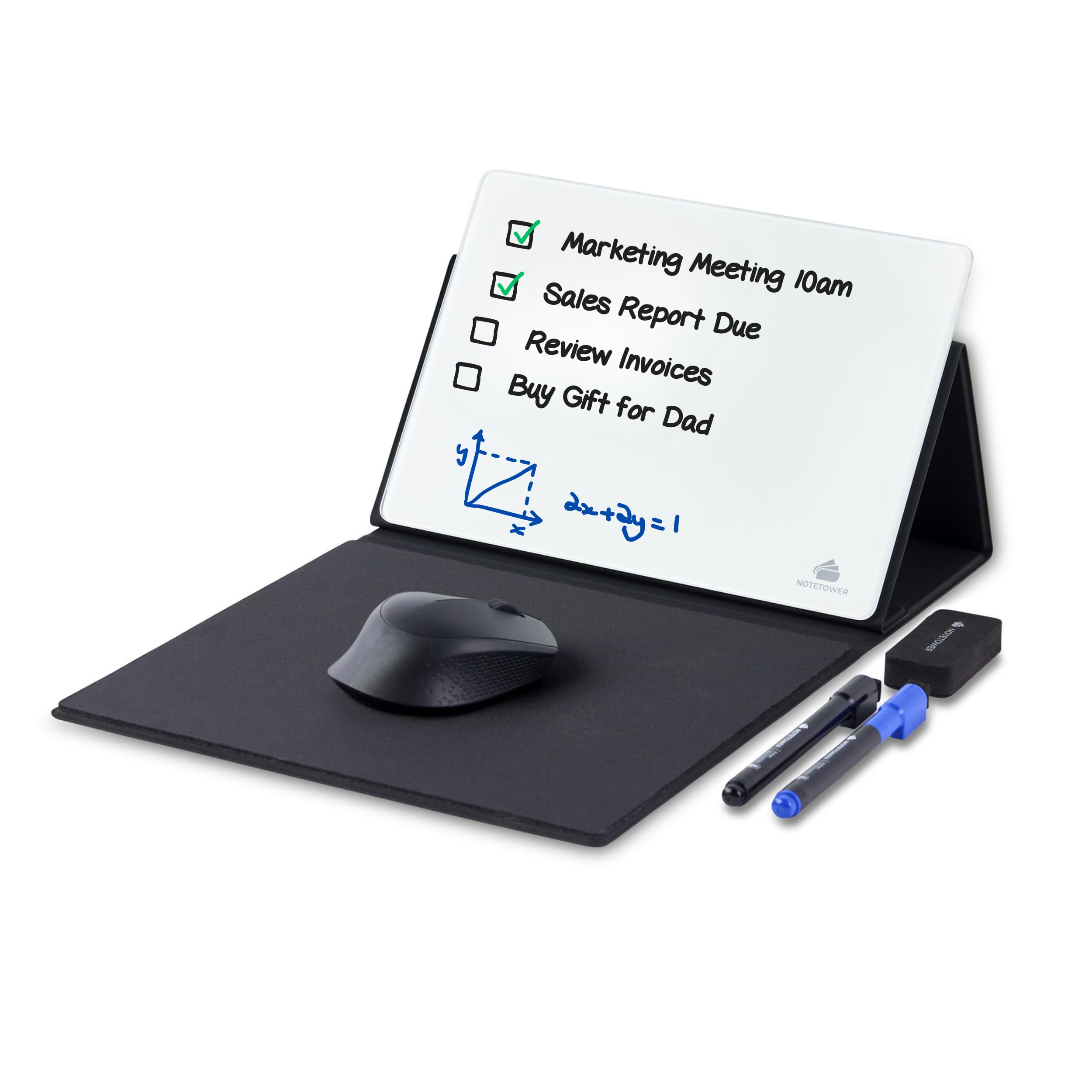 Note Tower Mouse Pad Whiteboard | Gaming Performance Mousepad with Dry Erase Glass Board for Desk | Manage to-Do Lists, Write Gaming Notes & Tactics | Desk Buddy Organizer for Office, School Supplies