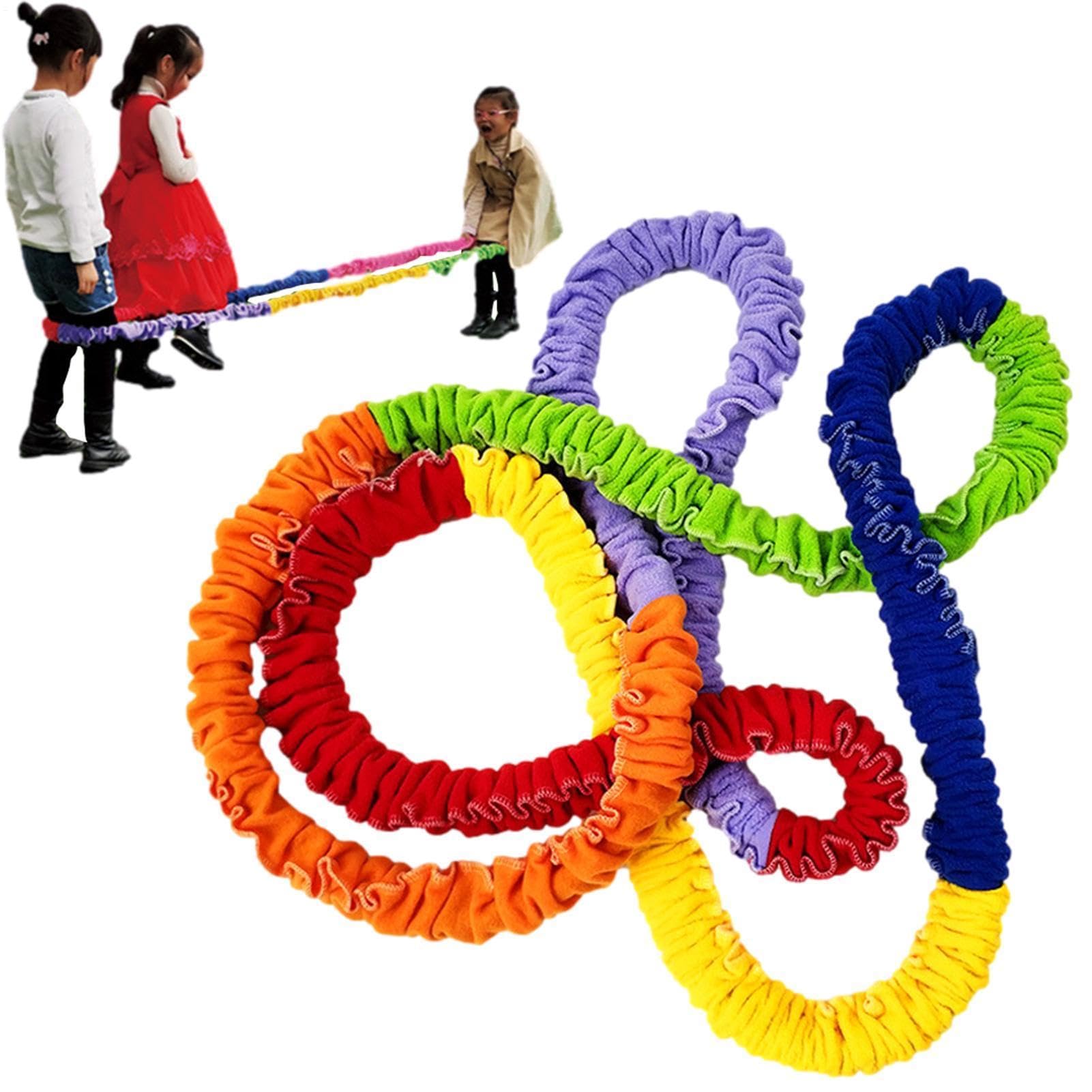 Corda da gioco all'aperto – Anello a fascia per bambini | flanella esterna con cordino elastico interno, strumento elastico cooperativo, corda da corsa , attrezzatura per attività