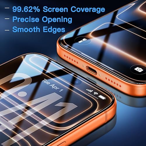 Vista 50 de Uyiton Protector de pantalla de privacidad para iPhone 13/13 Pro/14, vidrio irrompible, antiespía de 28° [cero burbujas], cobertura completa, Negro