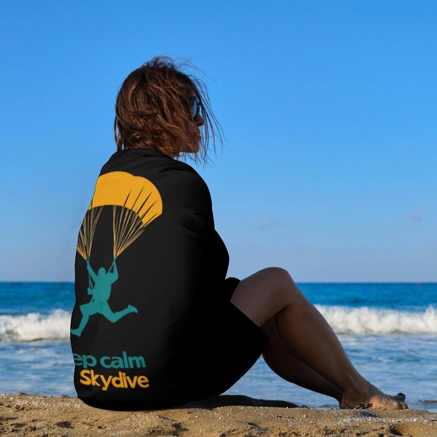 Keep Calm and Skydiving Oversized Beach Towel Soft Absorbent Pool Bath Swim Towels for Adults Travel Vacation Gifts 130x80cm