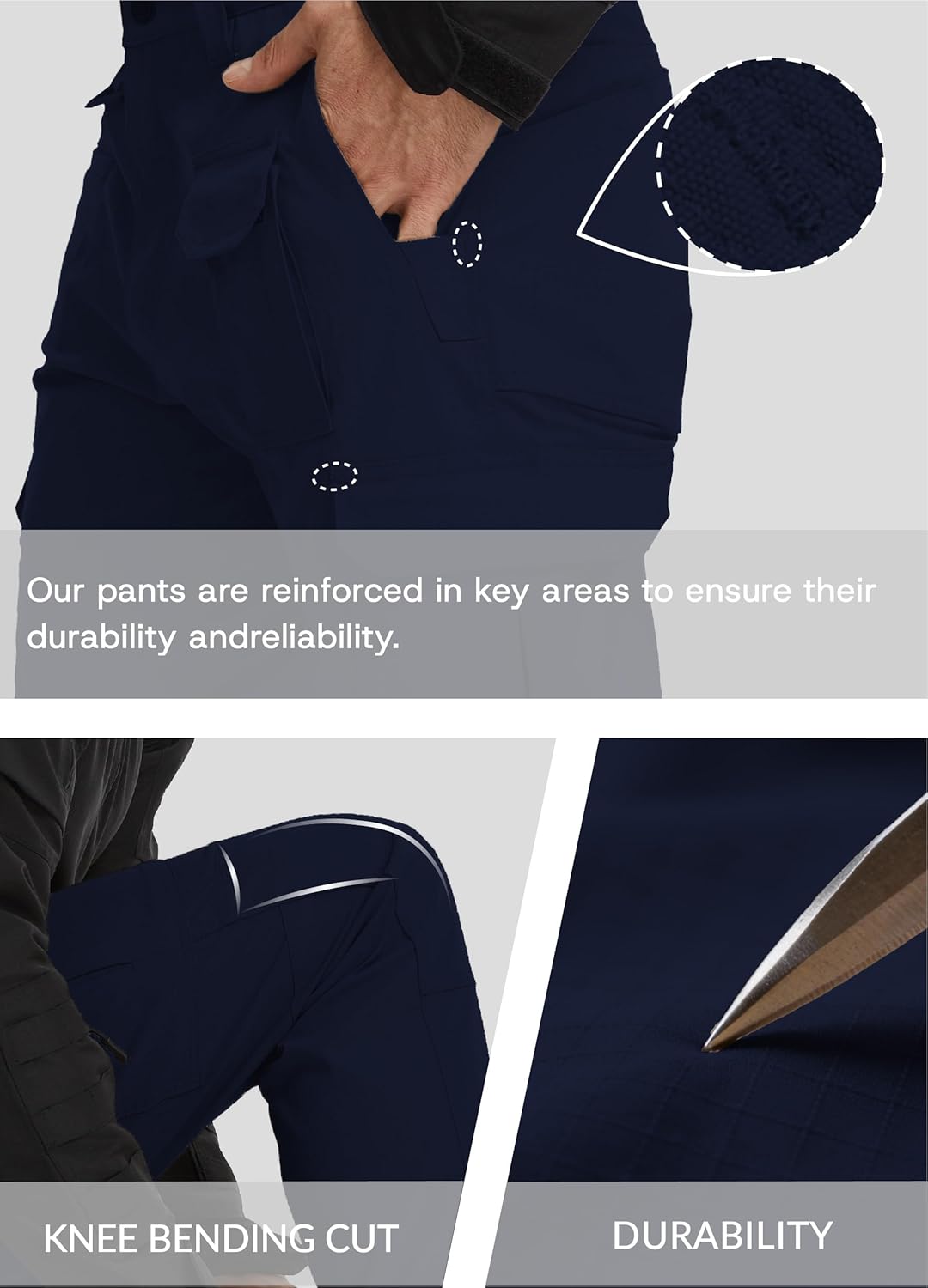 Mens Cargo Pants Tactical Work Construction for Men Ripstop Waterproof Outdoor Hiking with Pockets - Image 3