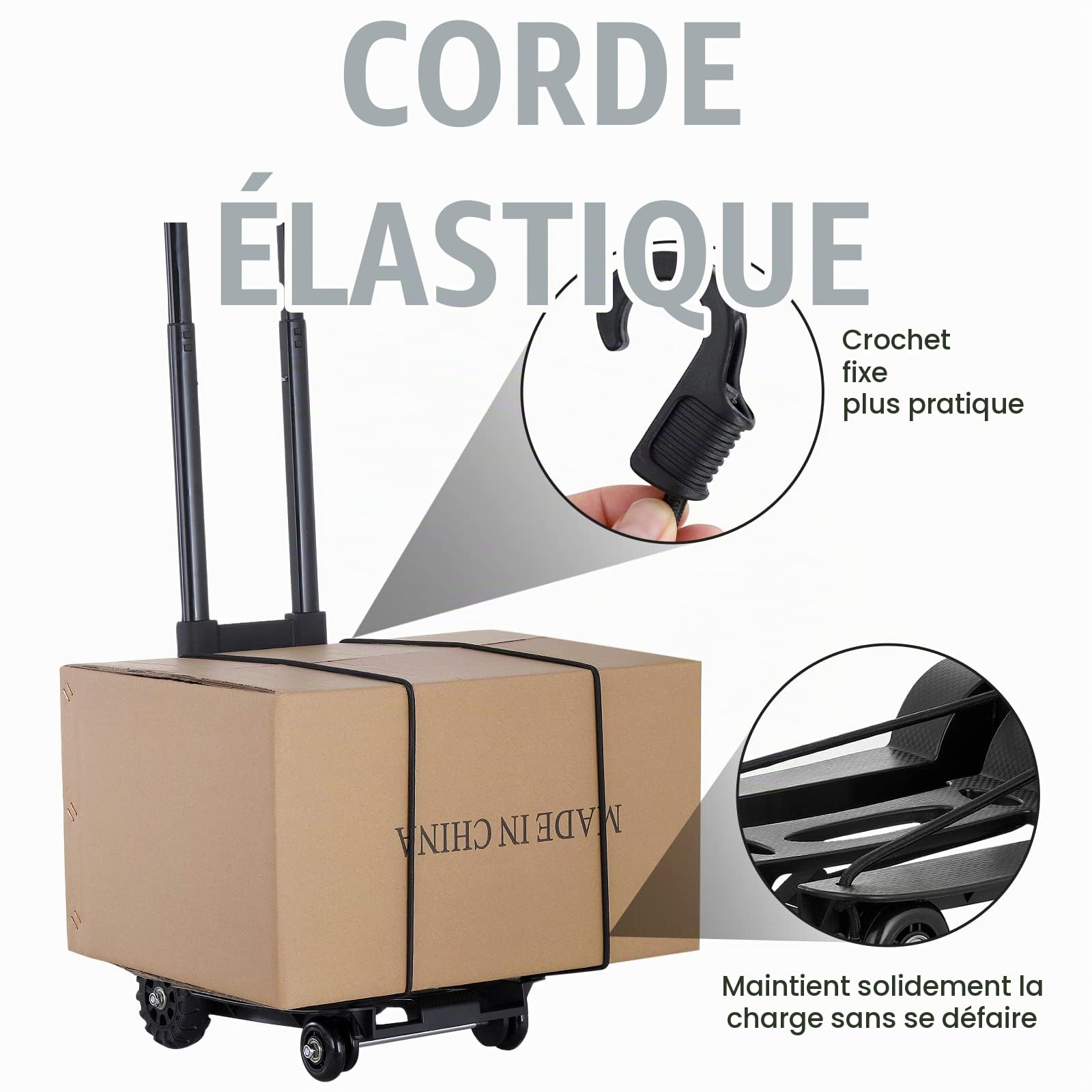 Mini diable pliable - Capacité de charge de 40 kg - Chariot de transport léger et pliable pour bagages, shopping, jardin, maison, bureau
