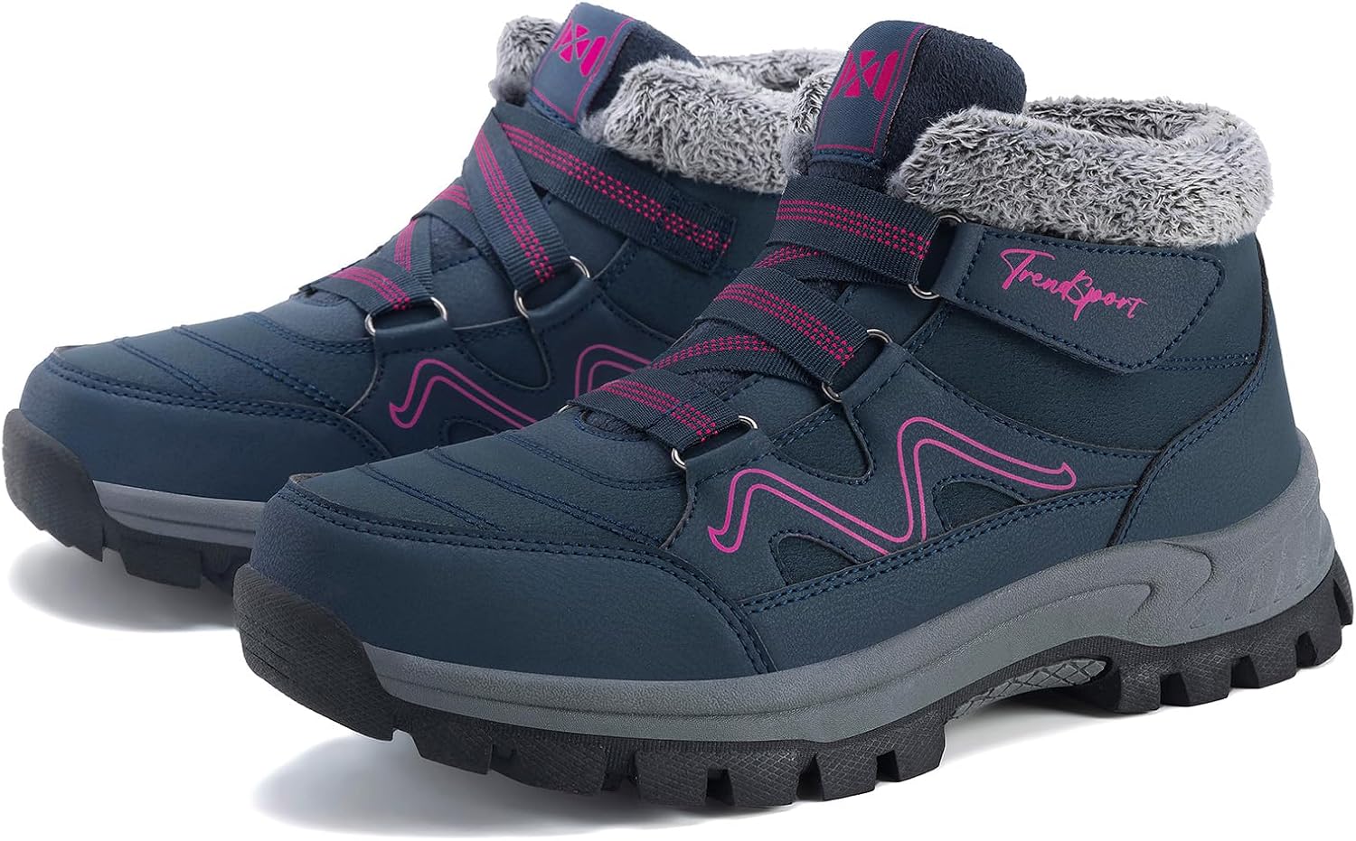 Qiucdzi Womens Winter Snow Boots Warm Fur Lined Anti-Slip Outdoor Ankle Booties Walking Shoes Comfort Non-Slip Trekking Shoes