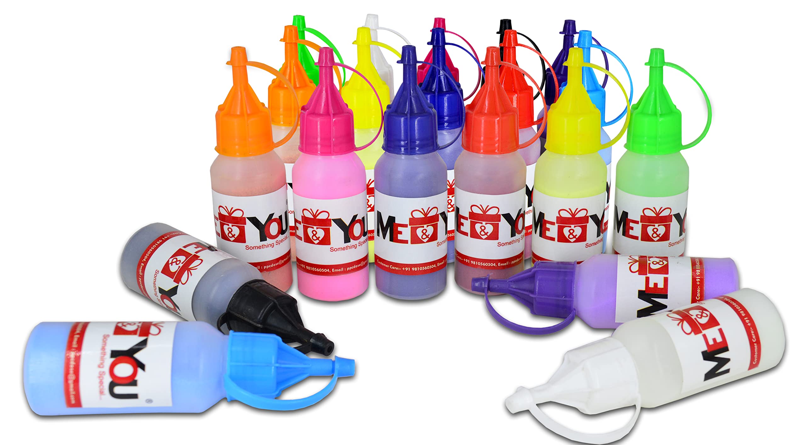 ME & YOU Rangoli Colors in Squeeze Bottle - Rangoli Colors for Diwali, Navratri Decoration | Rangoli Color in Squeeze Bottle (Set of 20)
