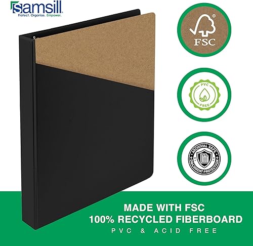 Vista 268 de Samsill (MP128587) - Carpeta de 3 anillos redondos de 3 pulgadas, fabricada en los EE. UU., con cubierta transparente personalizable para insertos