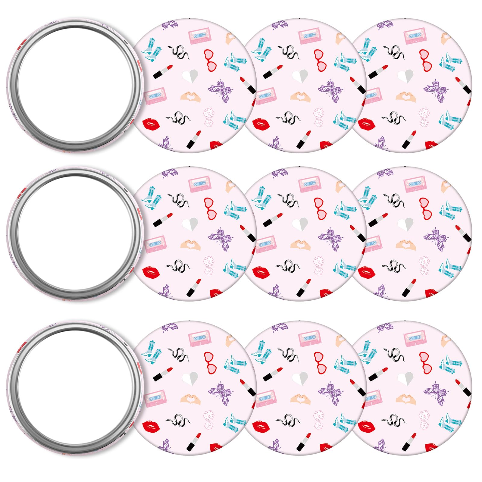 12Pcs Compact Mirror for Eras Theme Party Supplies 2.76in Retro Eras Concert Party Pocket Mirror 1990s Disco Music Party Vintage Round Makeup Portable