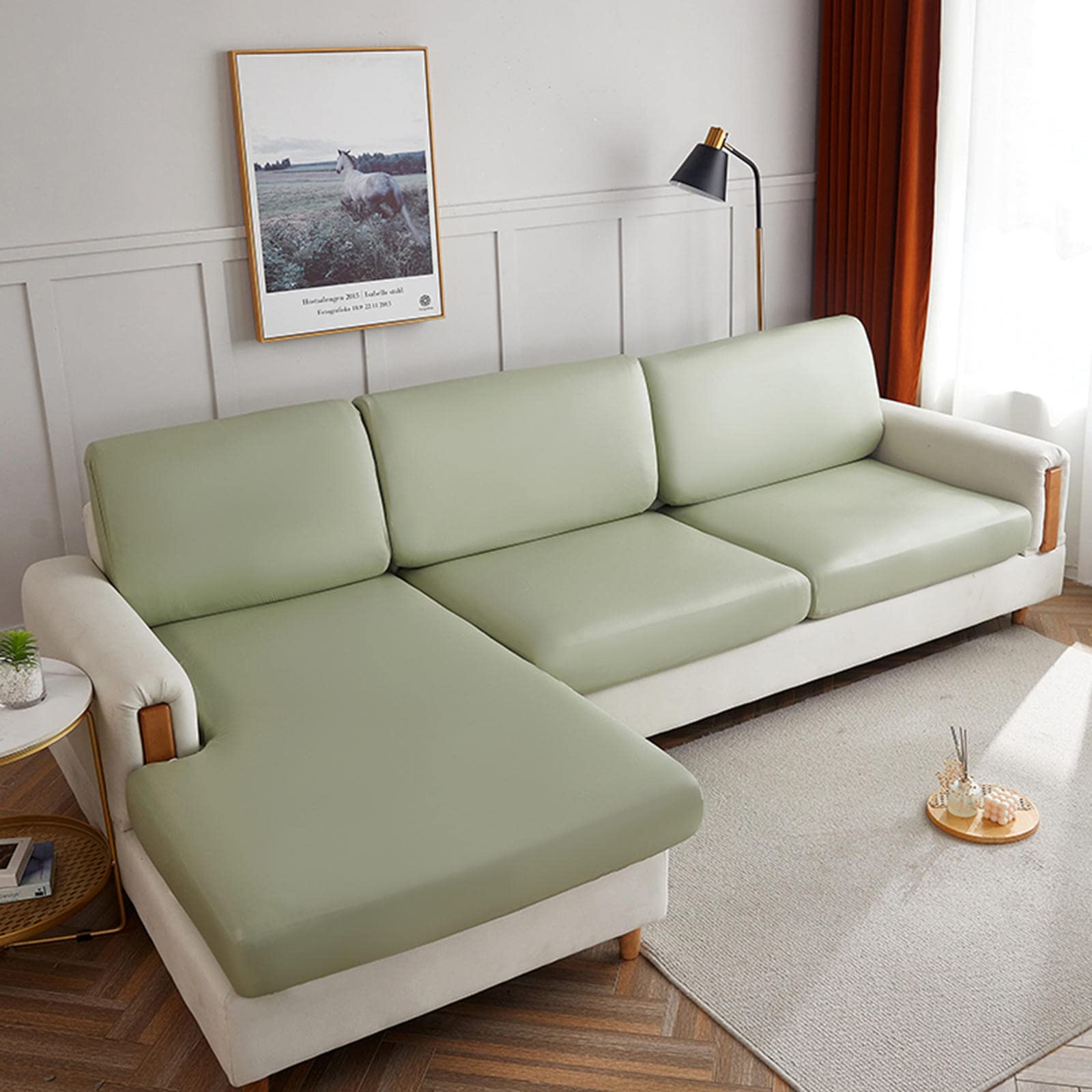 LJQAIZYL Housse de Canapé Extensible Housse de Coussin Canapé Siège Imperméable Séparée 1/3/4/2 Places Jacquard Housse Assise Canapé Remplacement Protection Coussin Canape,whiteB 4 seater X(165 200cm