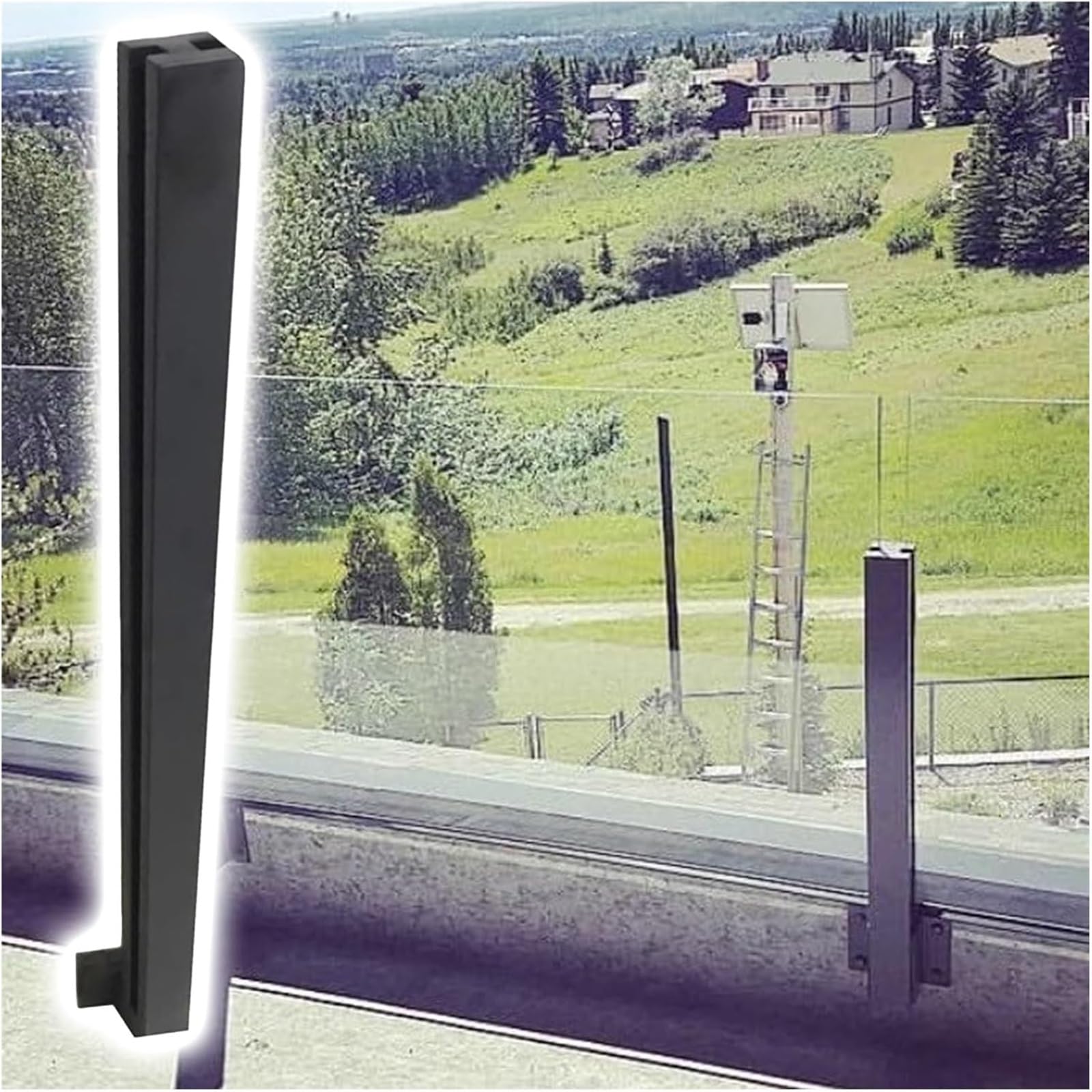 Ringhiera per Scale Montante per balaustra in Vetro a Montaggio Laterale per Interni ed Esterni, Elemento per balaustra di Scala con Viti, con alloggiamenti per Morsetti(Mid Post,110cm/43.3in)