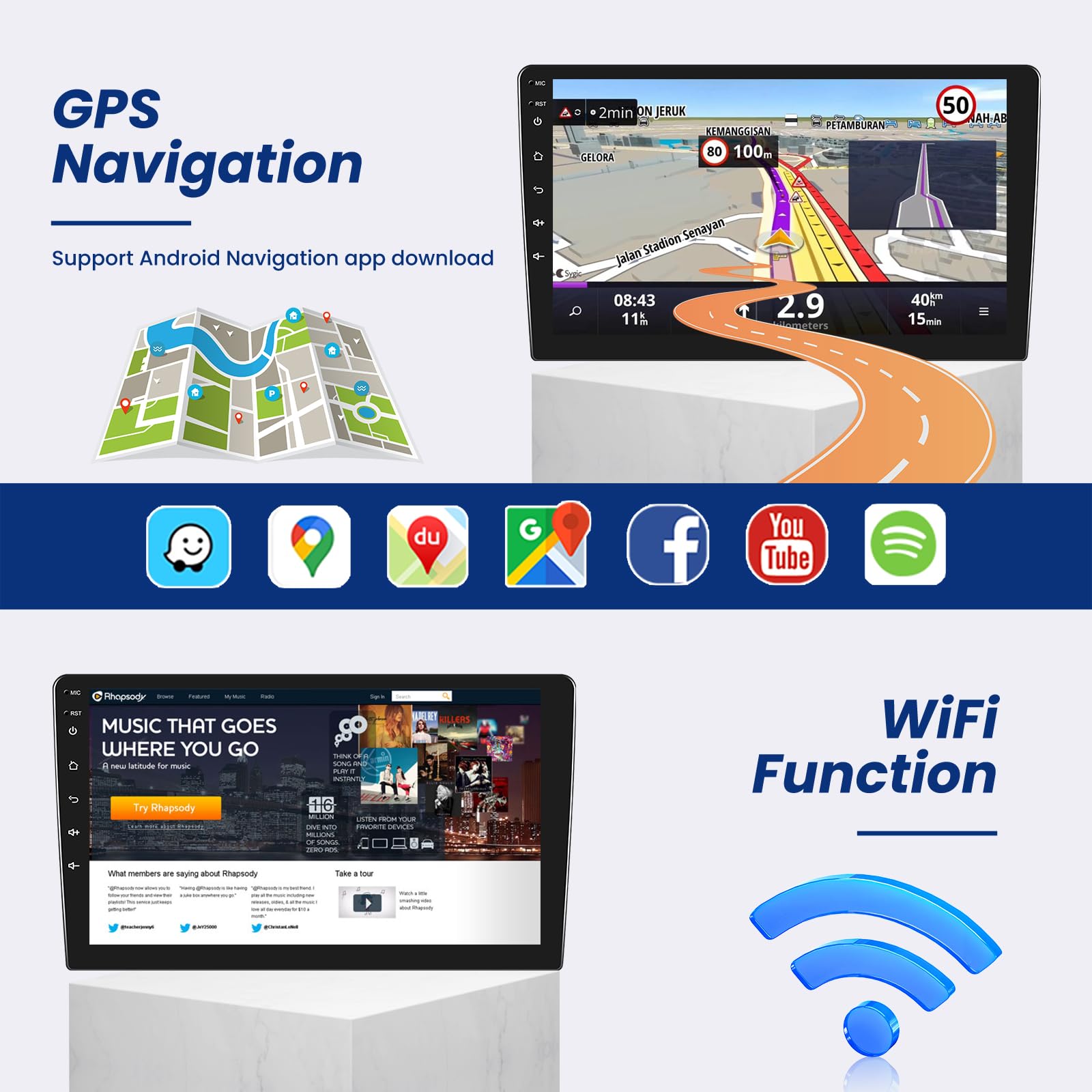 32G Android Autoradio per Ford Fiesta Mk VI 5 Mk5 2002-2008 con GPS Navi WiFi 9 Pollici Autoradio 2 Din con Mirror Link Bluetooth FM/RDS/OBD/DAB+/DVR/EQ/USB Controllo del Volante Telecamera Posteriore