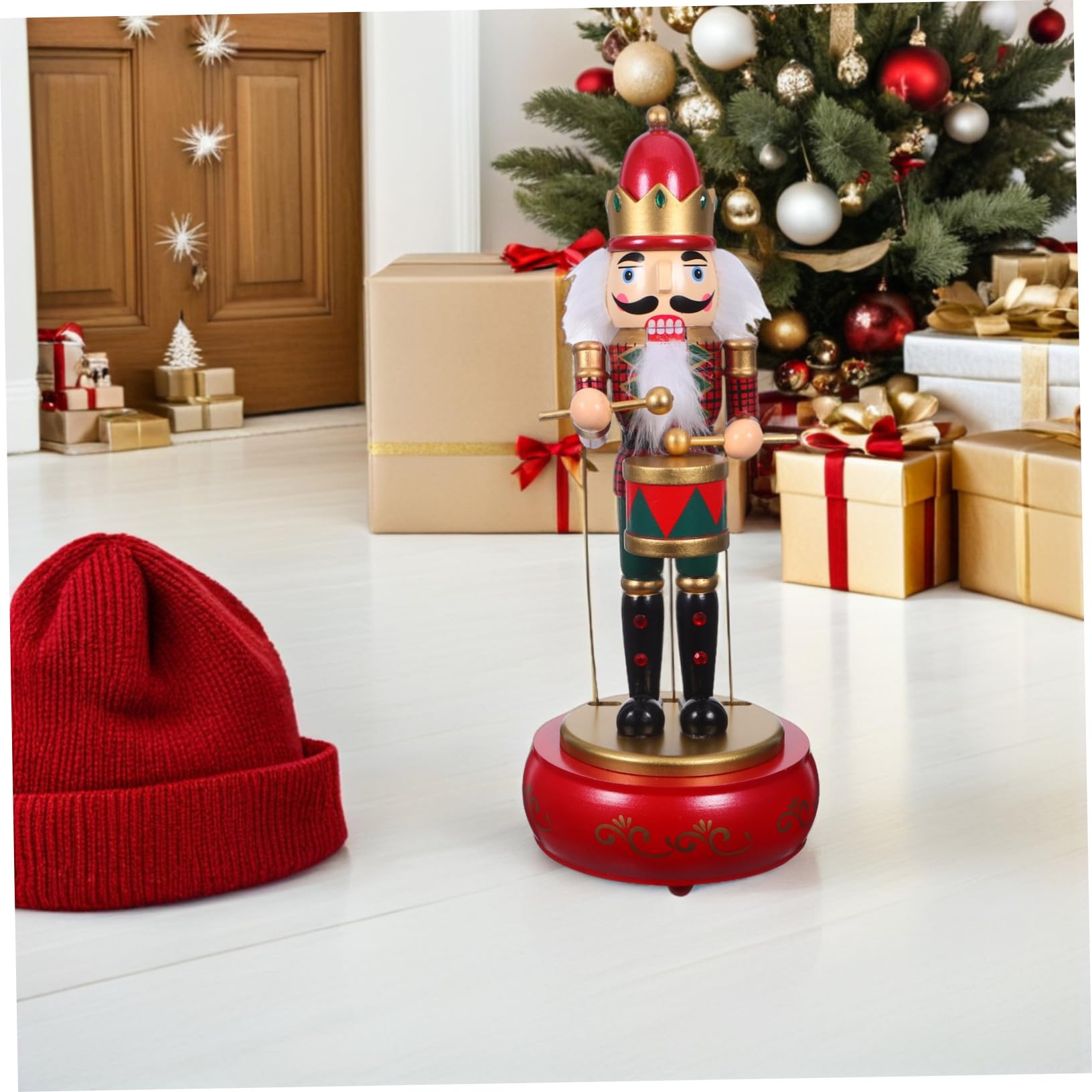 Mipcase Carillon in con Base Rotonda Scatola Musicale Natalizia Carica Manuale Decorazione Festiva per Soggiorno e Feste Natale