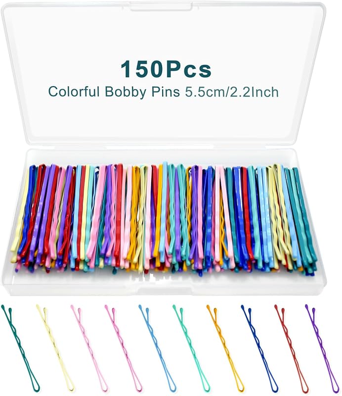 150 Pcs 2.2 Inch Mix Colorful Bobby Pin for Girls Women, Hair Pins with Cute Box, Colored Bobby Pins for Hair, Bobby Hair Pins Great for All Hair Types