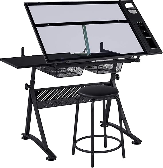 costoffs Adjustable Drafting Table, Tiltable Drawing Tabletop with